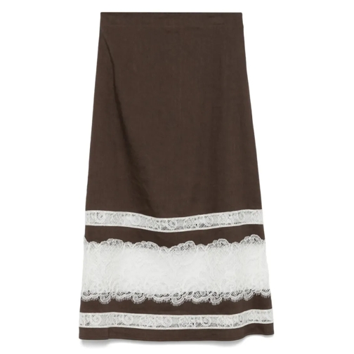 Lorena Antoniazzi Jupes midi Brown Lace-Detail Midi Skirt Brown