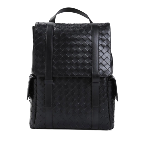 Bottega Veneta Rugzak Intrecciato Leather Backpack Black