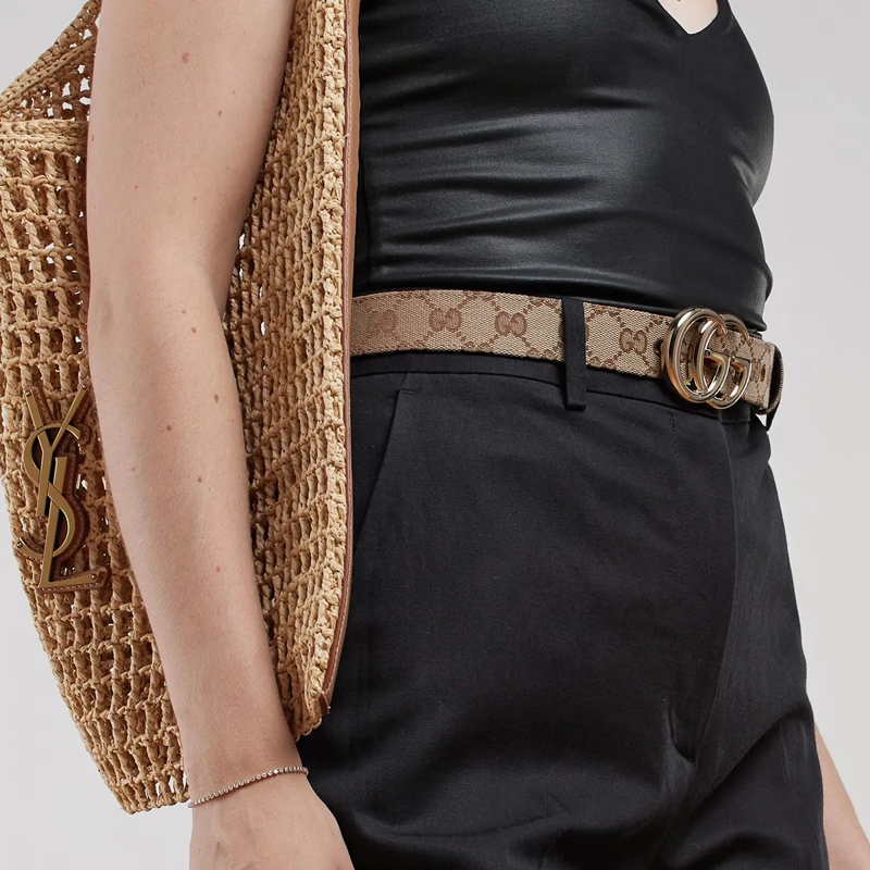 Gucci Ledergürtel GG Marmont Thin Belt Beige(Image 2)