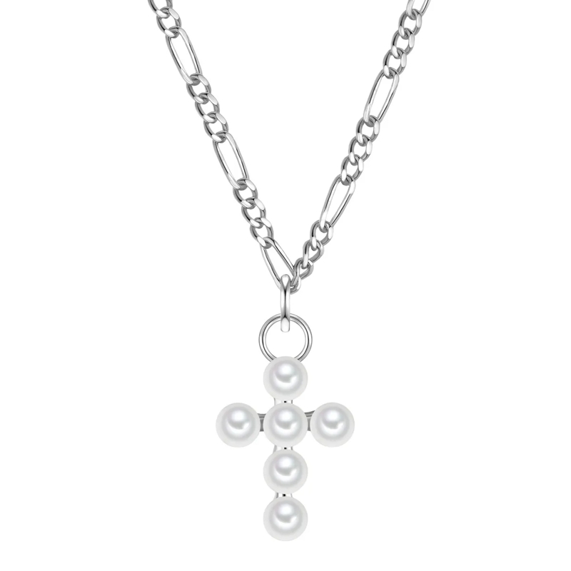 Glanzstücke München Mittellange Halskette Sterling Silber Halskette Süßwasser-Zuchtperle Kre silber