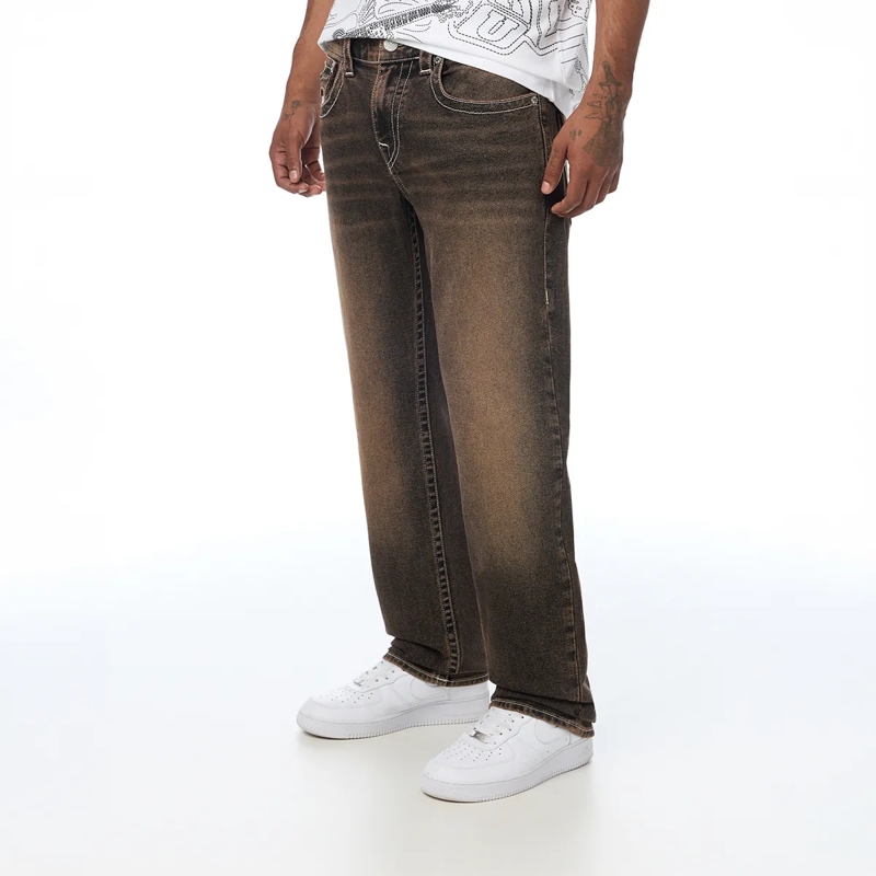 True Religion Straight Leg Jeans - Straight-Fit- Länge 34- Braunwaschung- Klappt braun(Image 3)