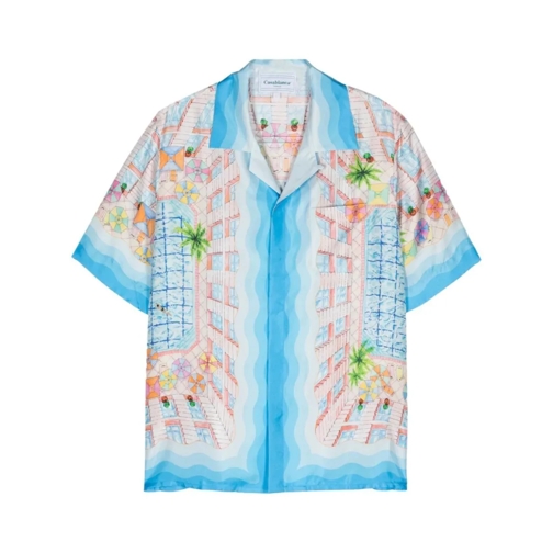 Casablanca Hemden Le Plongeon Silk Shirt Blue