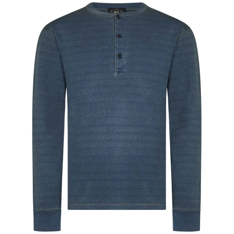 Polo Ralph Lauren Langärmeliges Oberteil Blue Jacquard Henley Long Sleeves Blue
