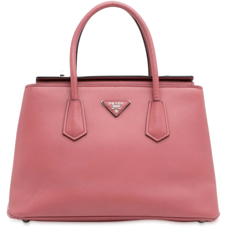 Prada Sac à bandoulière Saffiano Cuir Turnlock Twin Satchel rose