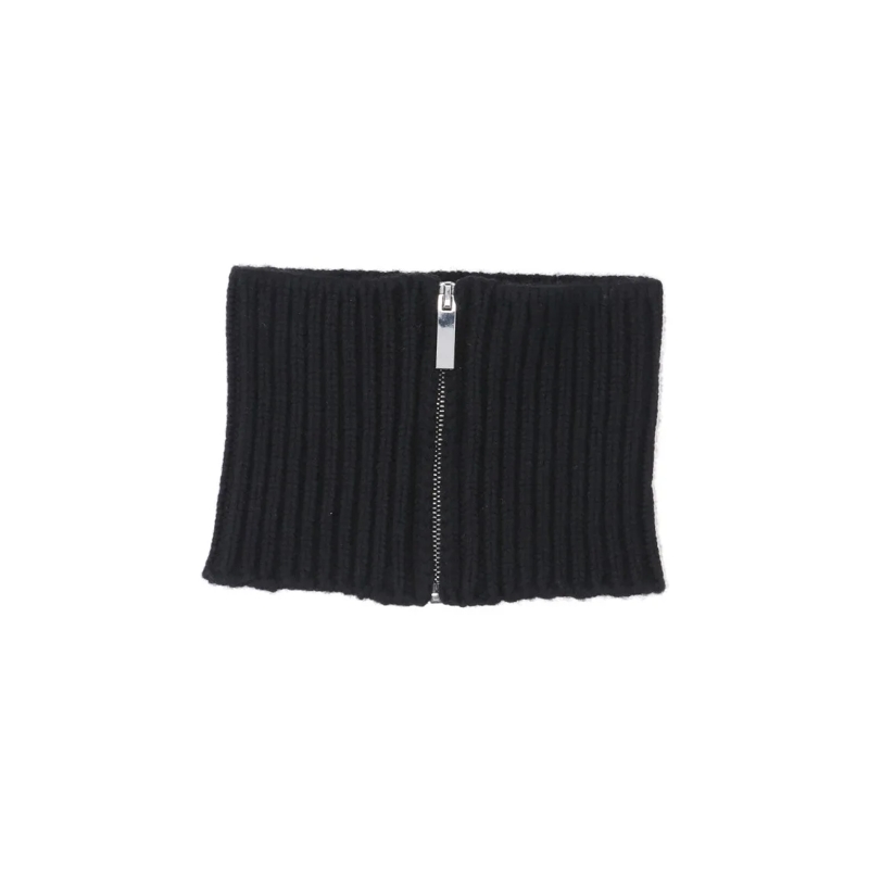 Sa Su Phi Lichtgewicht Sjaal Ribbed Knit Scarf With Central Silver Zipper Black
