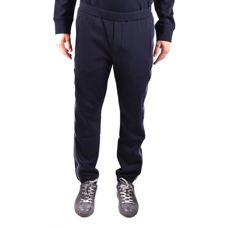 Emporio Armani Pantalon de costume Slim Fit Trousers With Vertical Logo Stripe Black