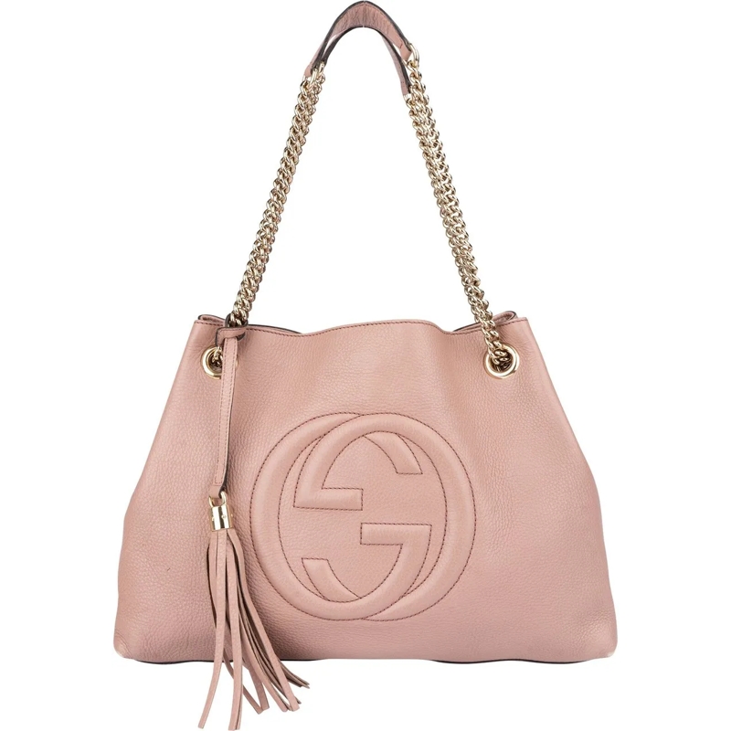 Gucci Schultertasche Gucci Pink Leather GG Soho Shoulder Bag rose