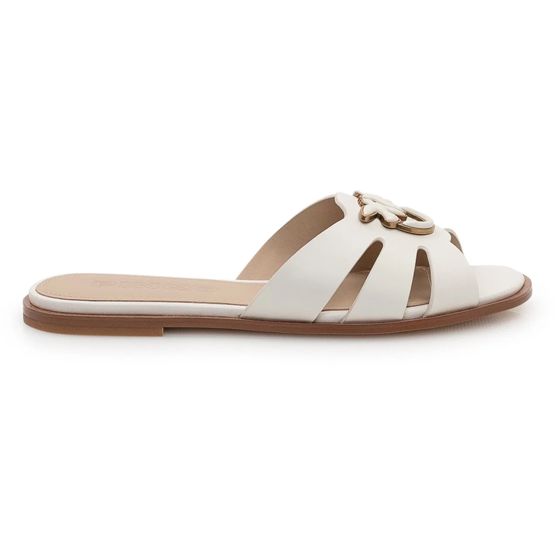 Pinko Slides Ciabatta in pelle con dettaglio metallico weiß