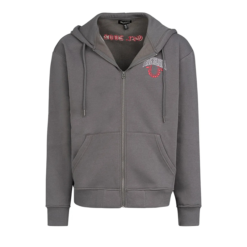 True Religion Sweatjacke Zip-Hoodie GROOVY BUDDHA- Zip-Hoodie- Weiches M grau