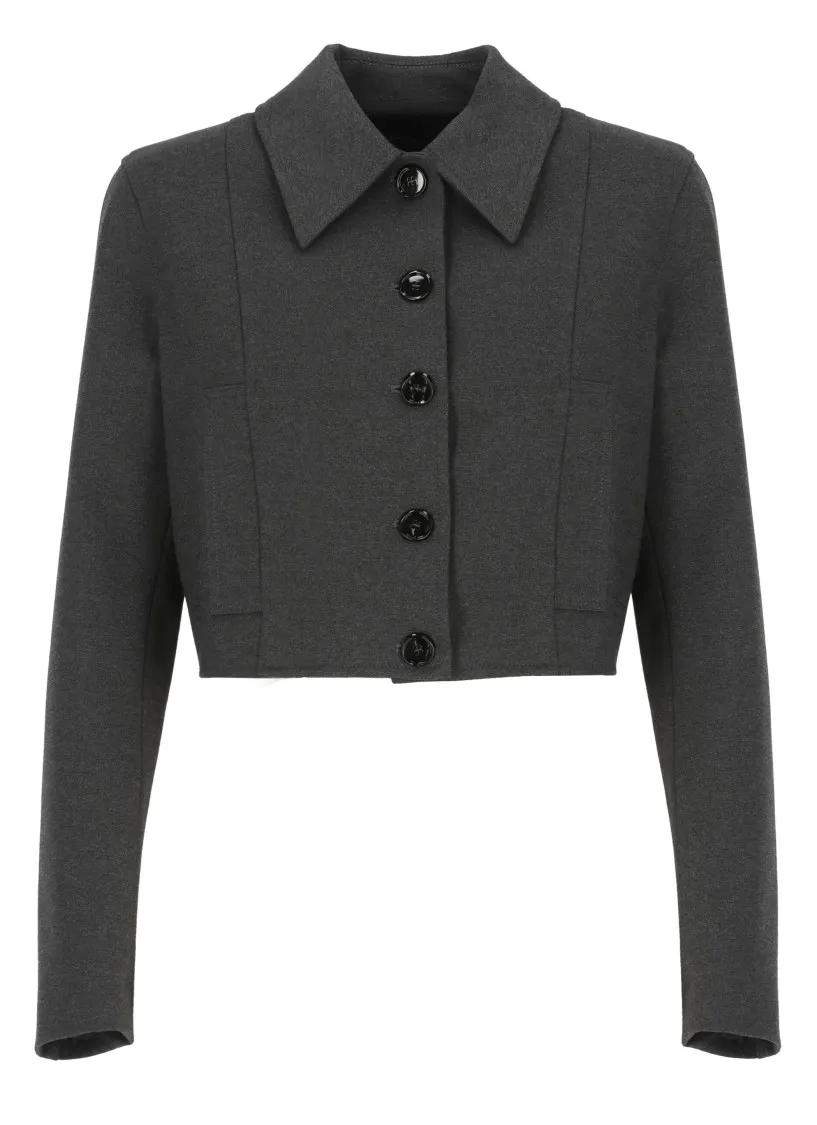 Pinko - Viscose Cropped Jacket - Größe 40 - schwarz