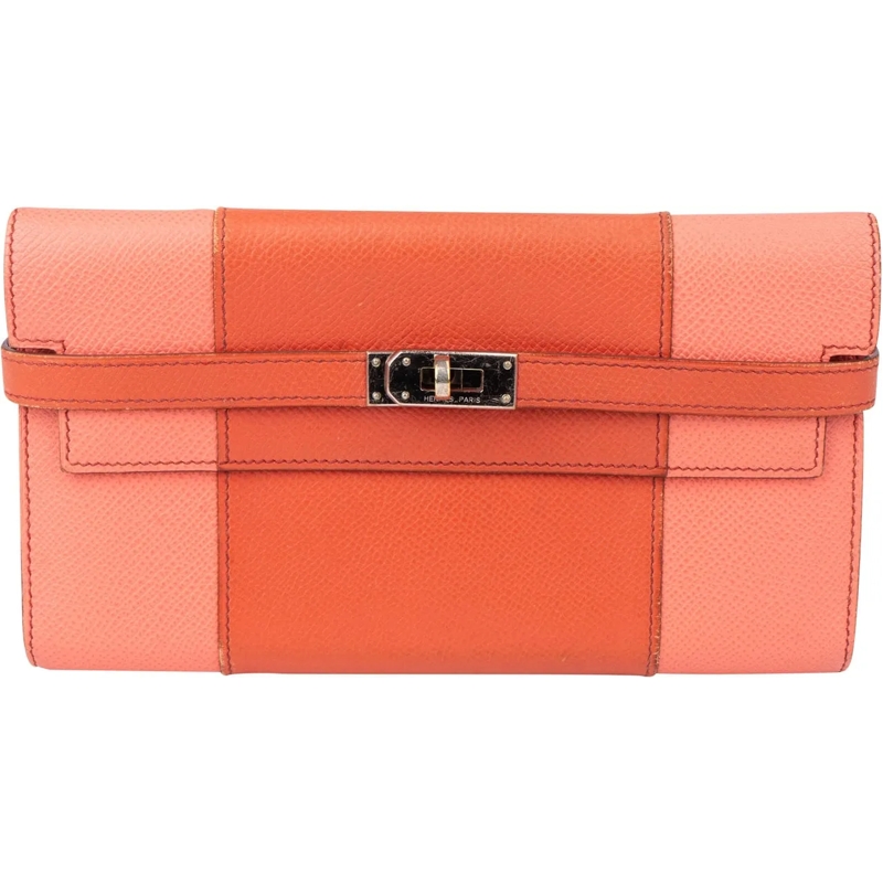 Hermès Geldbörse Hermes Bicolor Epsom Leather Kelly Wallet rot