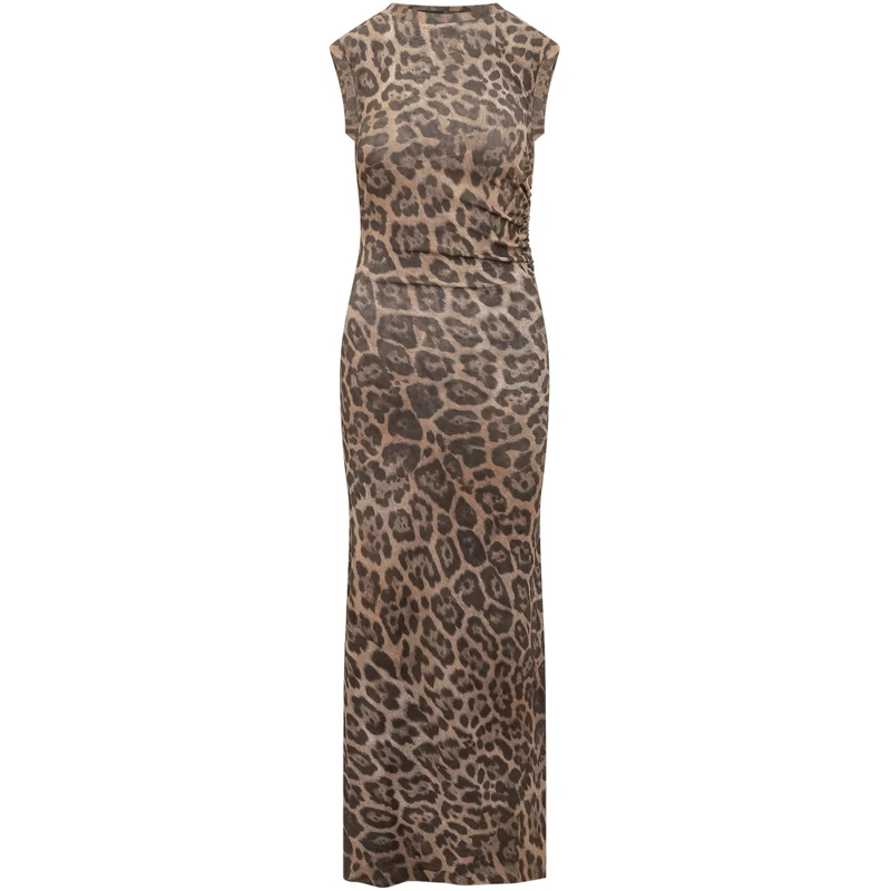 Stella McCartney Maxikleid Abito Leopardato beige
