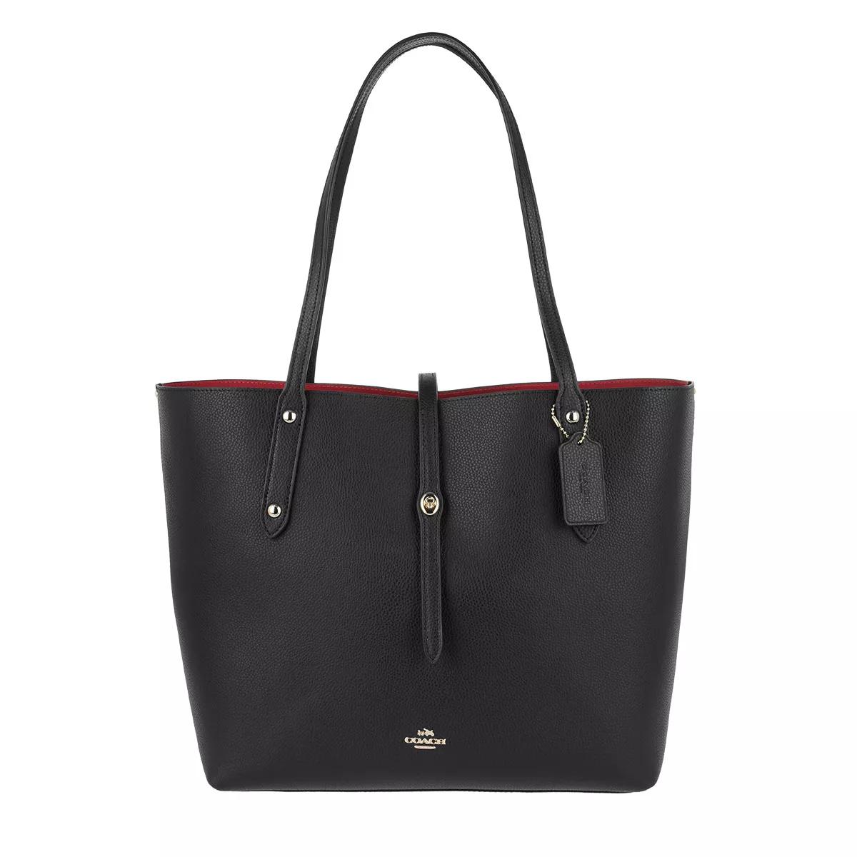 Black leather coach tote sale