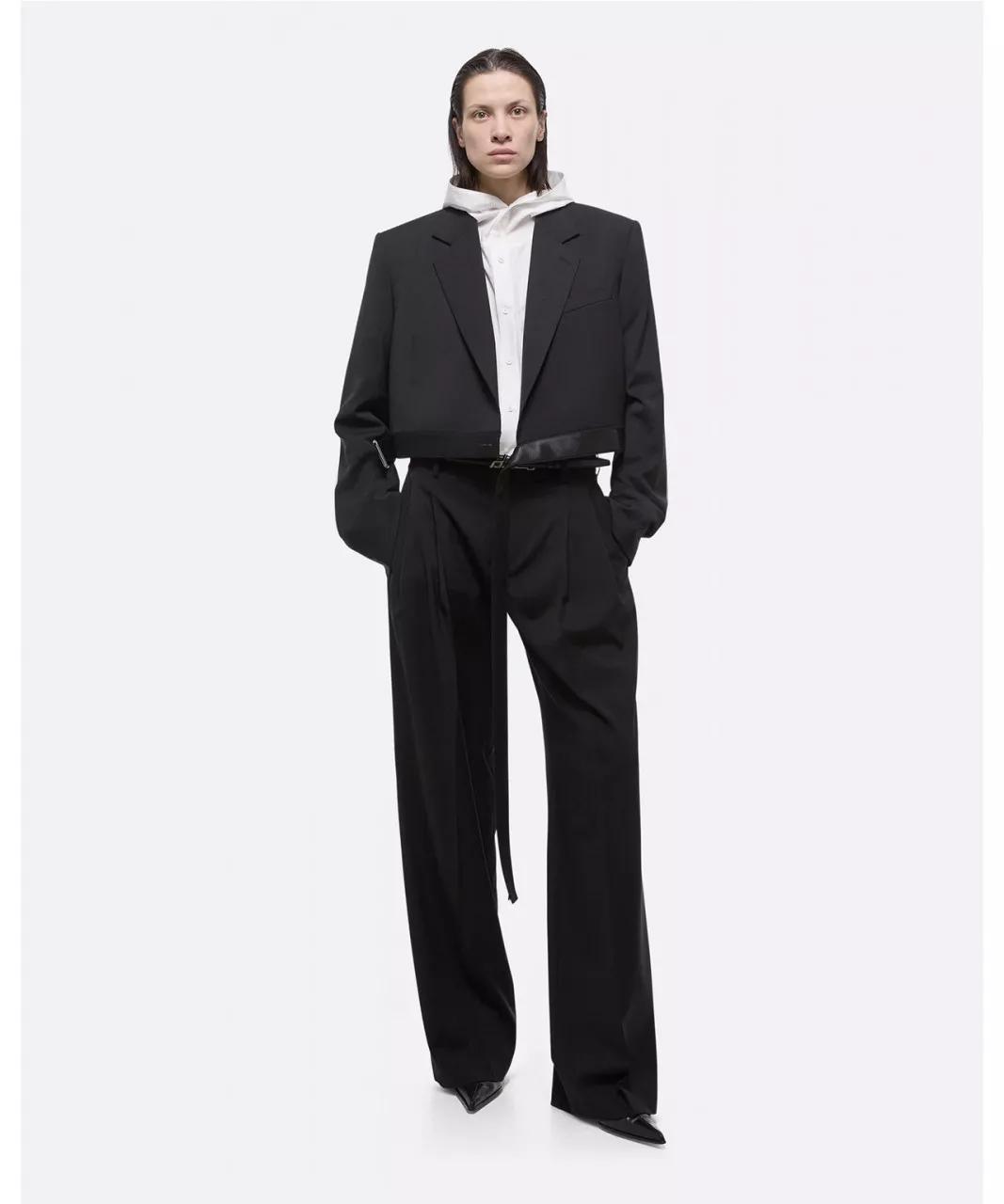 Helmut Lang - HELMUT LANG Schwarzer, cropped Tuxedo Blazer - Größe 34 - multi