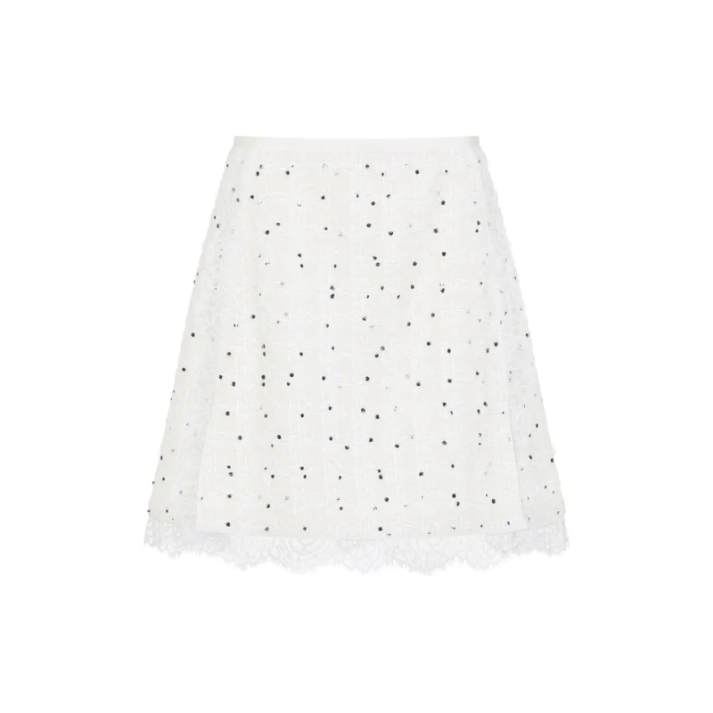 Giambattista Valli Minirok A-Line Skirt With Delicate Lace Overlay White
