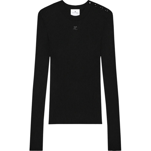 Courrèges Sweatshirts Logo Knit Sweater schwarz