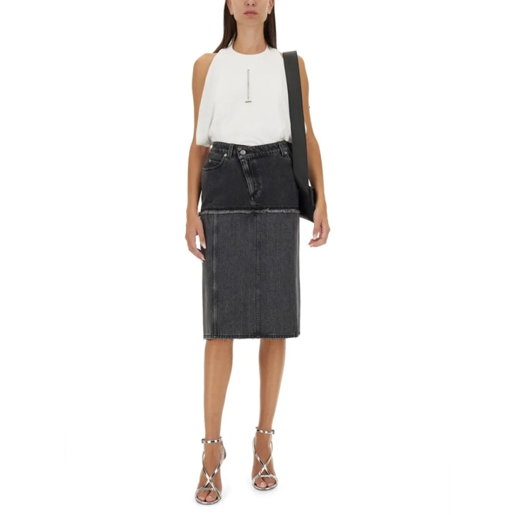 【関税&送料込】Alexander Mcqueen Two-Tone Denim Skirt Alexander McQueen Two-Tone Denim Skirt Grey | Spijkerrok