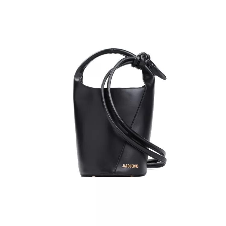 Jacquemus Beuteltasche - Black Leather Le Petit Tourni Bag - Gr. unisize - in Schwarz - für Damen