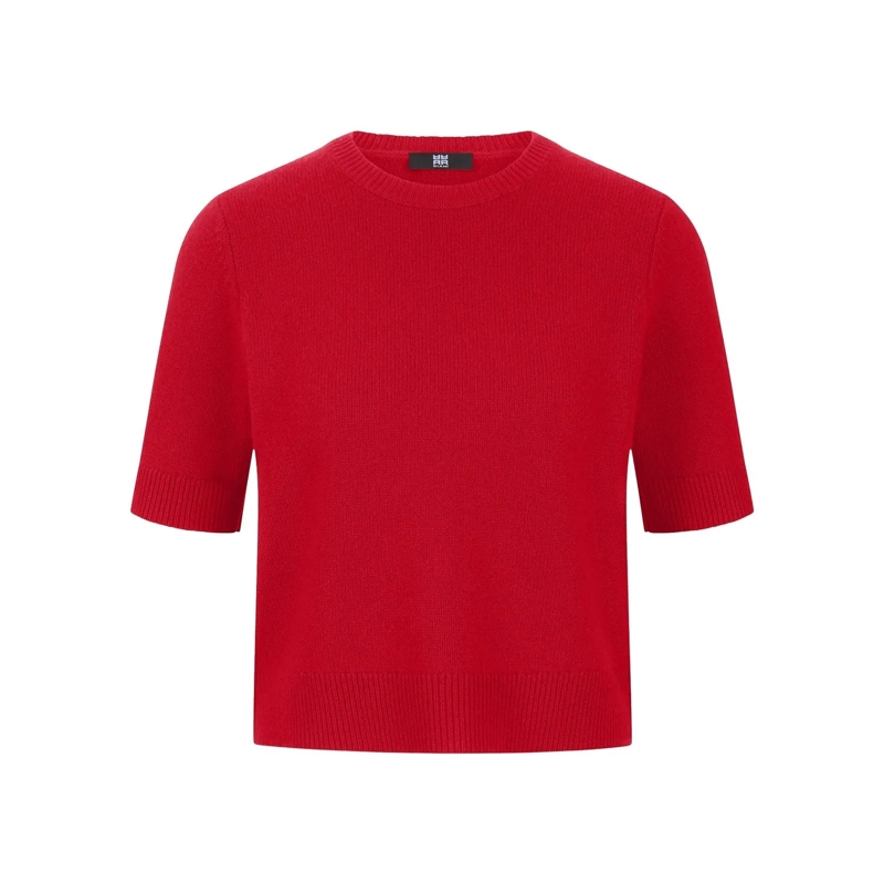 Riani Pullover Kurzarmpullover aus Woll-Kaschmir-Mix Rot