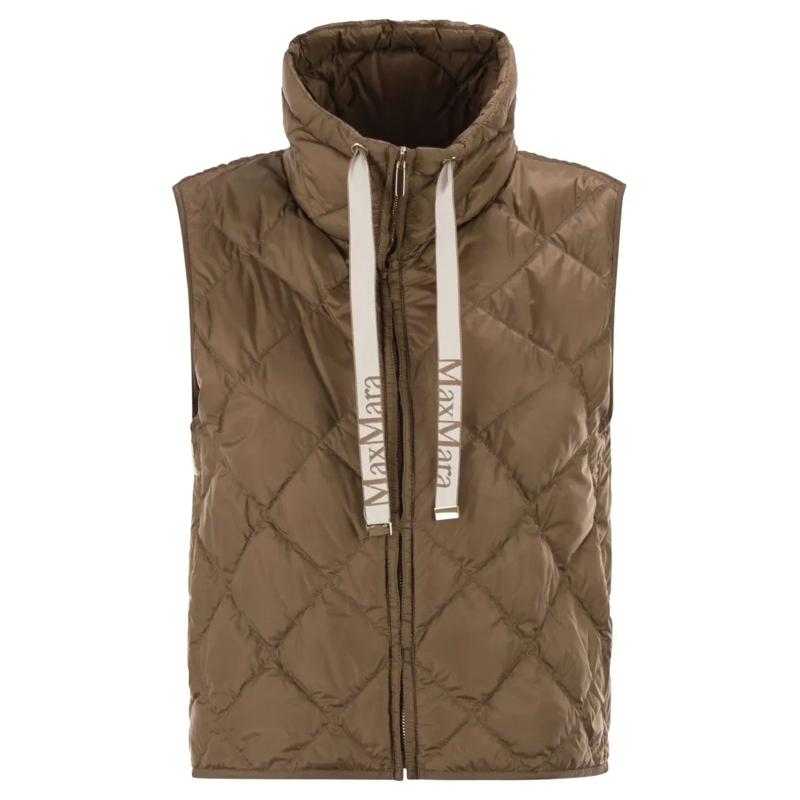 Max Mara  Tegic - Drip-Proof Canvas Padded Waistcoat Brown