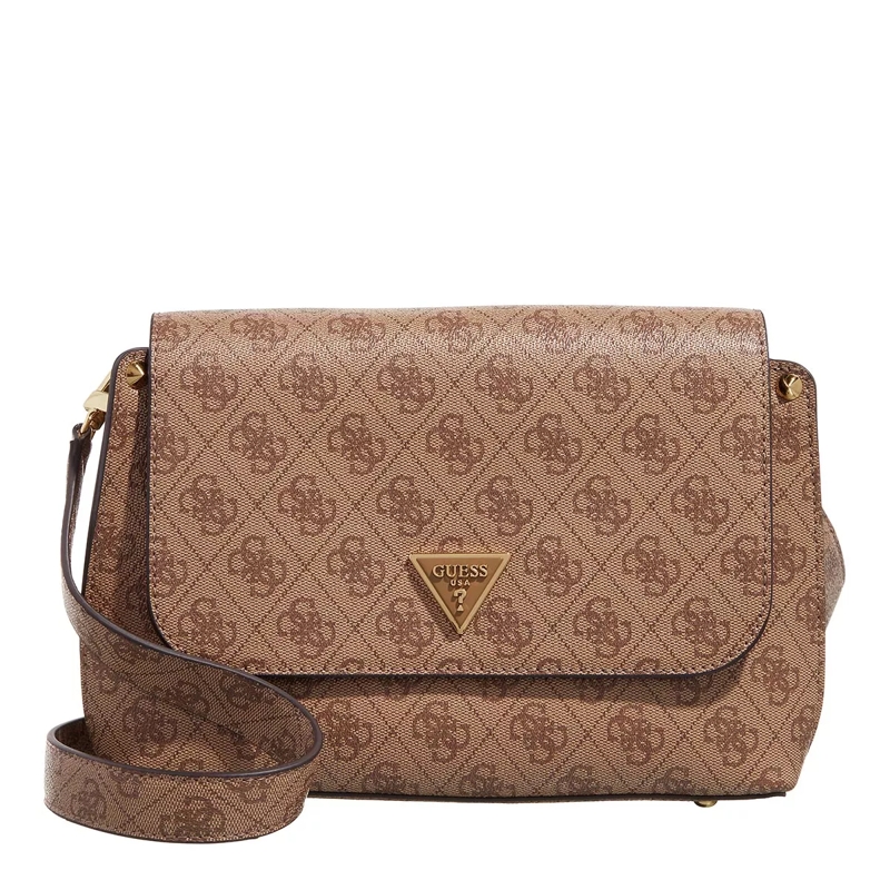 Guess Crossbody Bag Meridian Flap Crossbody Latte Logo