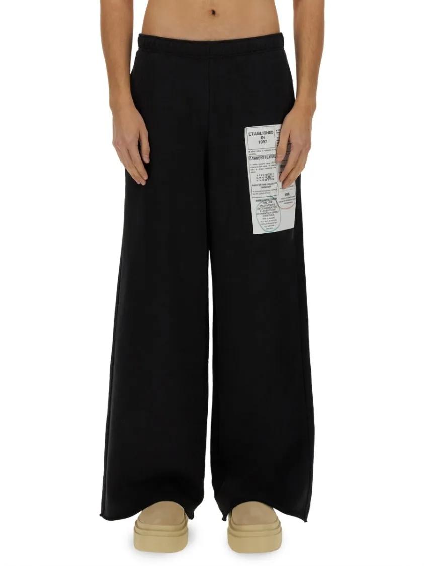 Thumbnail - MM6 Maison Margiela - Relaxed Wide-Leg Cotton Jersey Pants - Größe S - schwarz