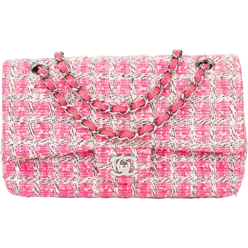 Chanel Schultertasche Chanel Quilted Tweed Palladium Double Flap Crossbo mehrfarbig