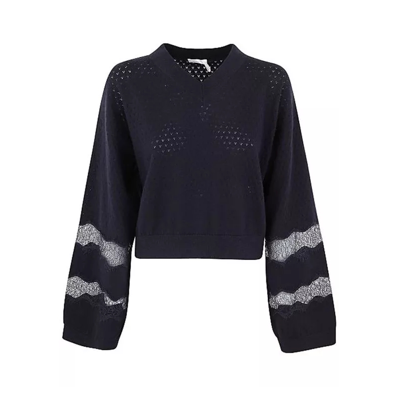 See By Chloé Pullover Cotton And Cashmere Pullover Blue