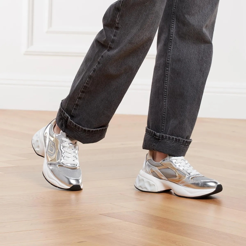 Love Moschino Low-Top-Sneaker Sneakers Donna Argento+Argento+Platino+Beige(Image 2)