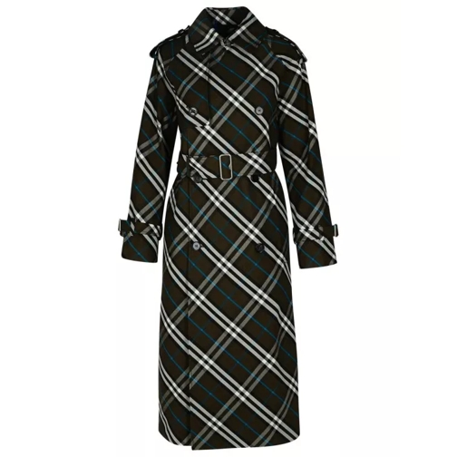 Burberry 'Check' Green Polyester Trench Coat Black 