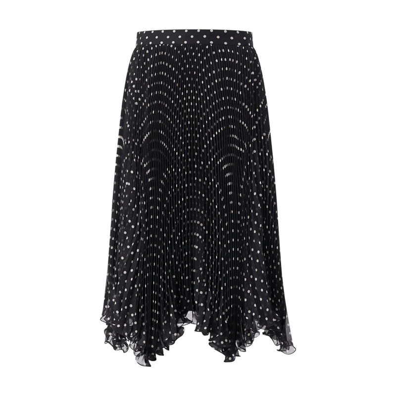 Valentino Garavani Jupe longue Gepunkteter Midirock schwarz