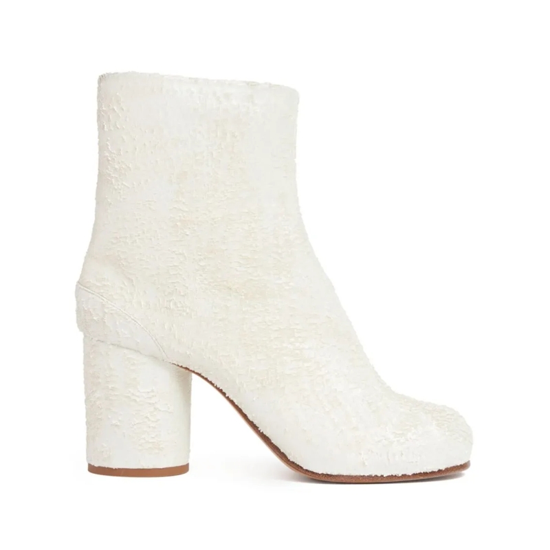 Maison Margiela Stiefel Cylindrical-Heel Ankle Boots In Distressed Laser-C White
