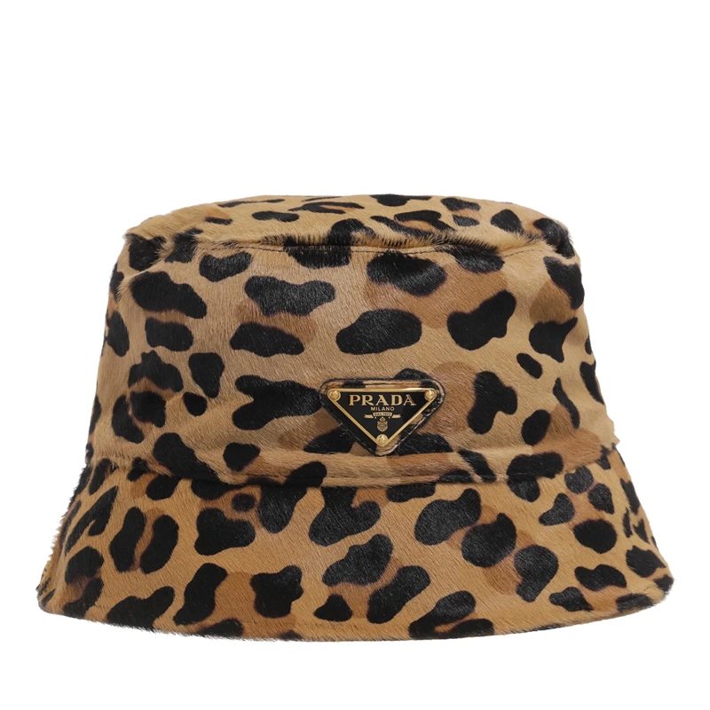 Prada Fischerhut Leopard Bucket Hat Miele