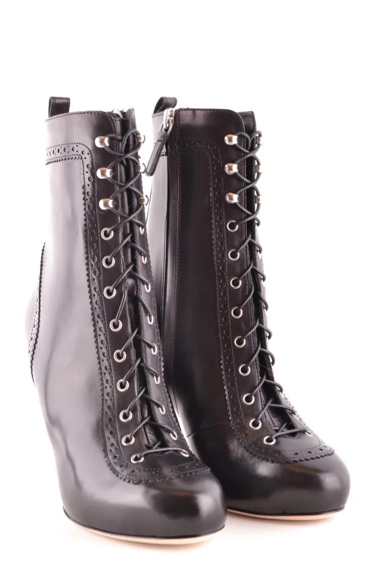 Thumbnail - Dsquared2 Stiefel - Lace-Up Black Leather Ankle Boots - Gr. 38 (EU) - in Schwarz - für Damen