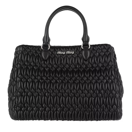 Miu Miu Miu Crystal Handle Bag Leather Nero Draagtas