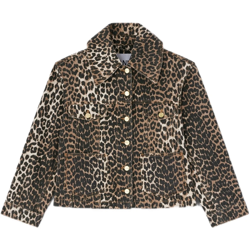 GANNI Jeansjacke jeans jacket leopard mehrfarbig