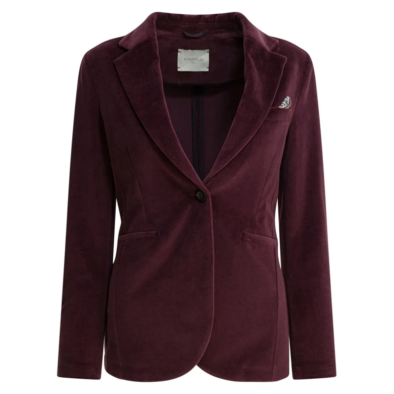 CIRCOLO 1901 Blazer Bordeaux Velvet Texture Jacket With Tailored Fit Burgundy