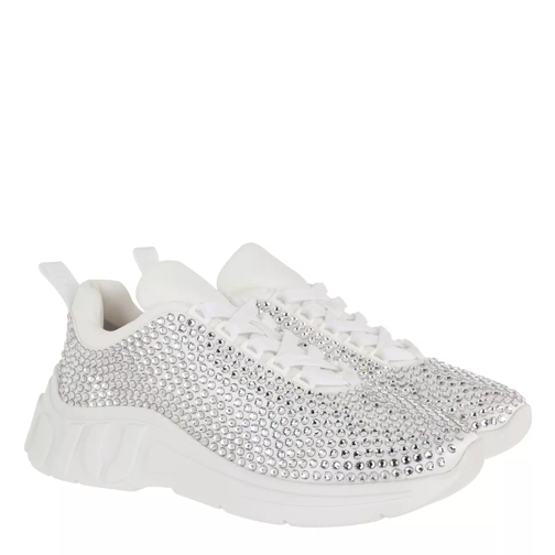 Miu Miu Crystal Embellished Satin Sneakers White lage-top sneaker