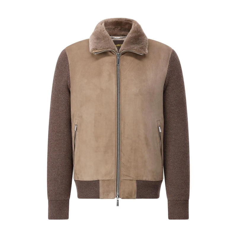 Moorer  Lederjacke Campiglio mit Strick Braun
