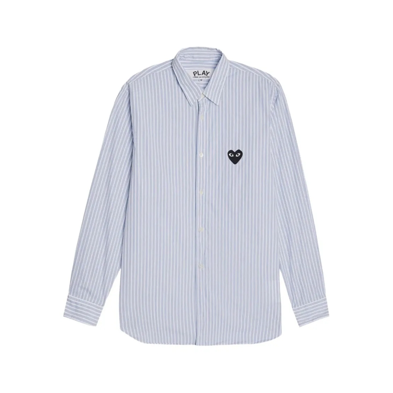 Comme des Garcons Hemd Blue Striped Button-Down Shirt With Heart Patch Blue