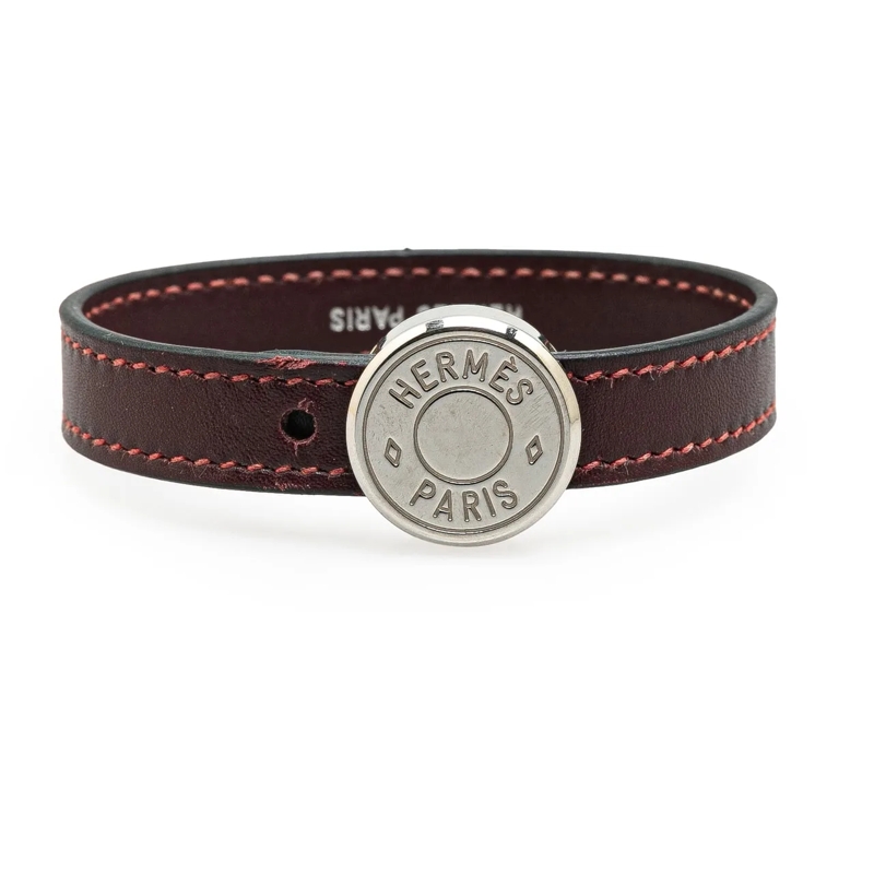 Hermès  Leather Clou de Selle Bracelet braun