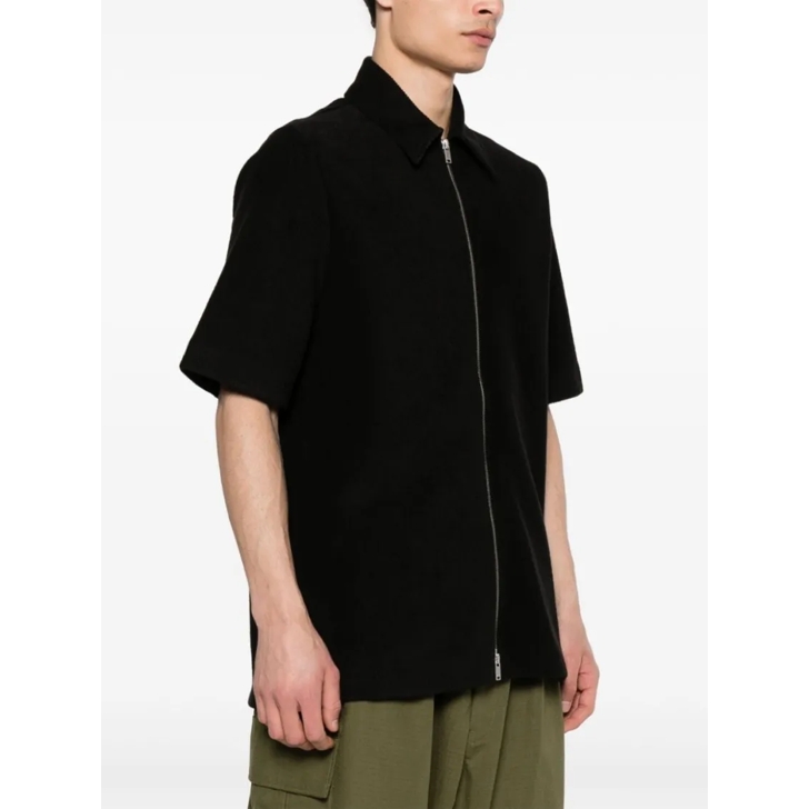 Jil Sander Zip Shirt With Logo Black | Shirts