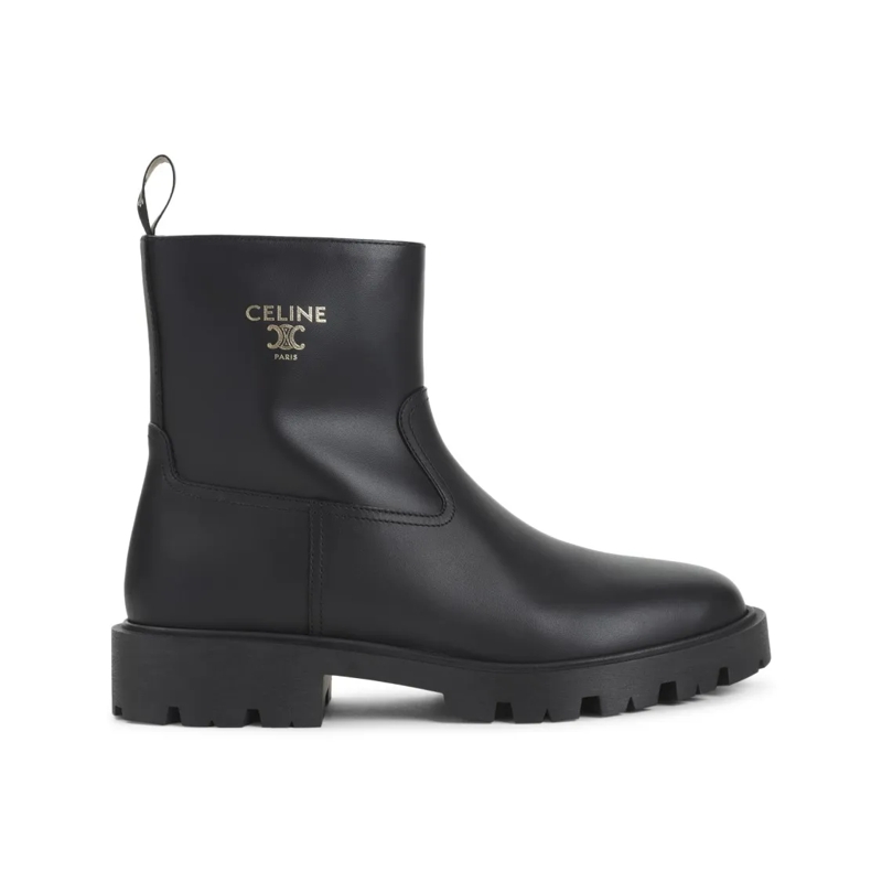 Celine Laarzen Black Calf Leather Ankle Boots Black