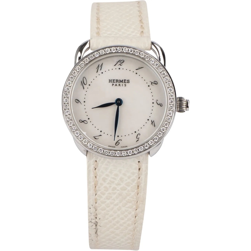 Hermès Chronograph Hermes Silver Tone Diamons Arceau PM AR5.230 Women silber