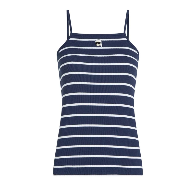 Karl Lagerfeld T-Shirt Ikon Gestreiftes Tanktop Unterhemd dunkel-blau