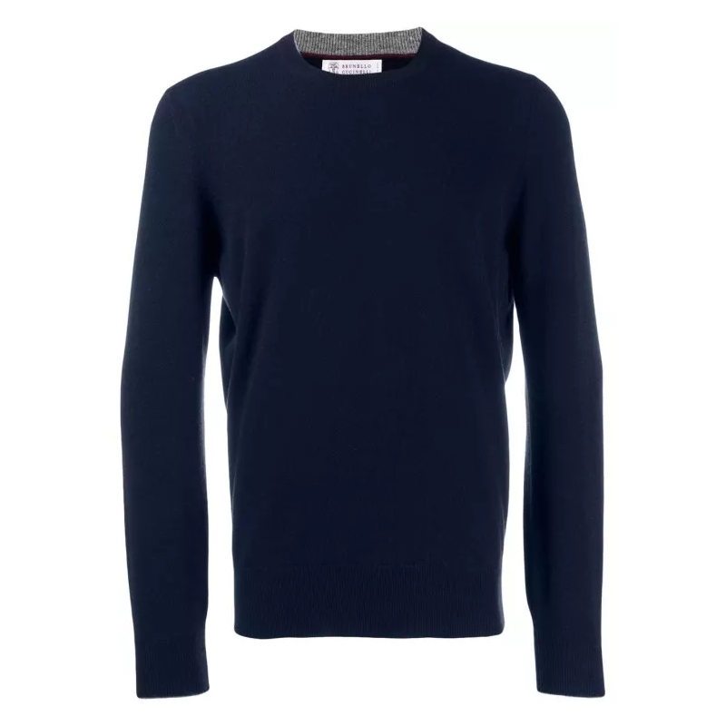 Brunello Cucinelli Pullover Blue Crewneck Sweaters Blue