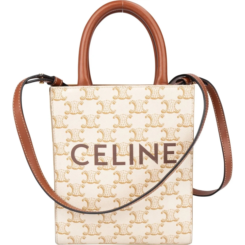 Celine Schultertasche Celine Maccadam Monogram Cabas Mini Handbag weiß