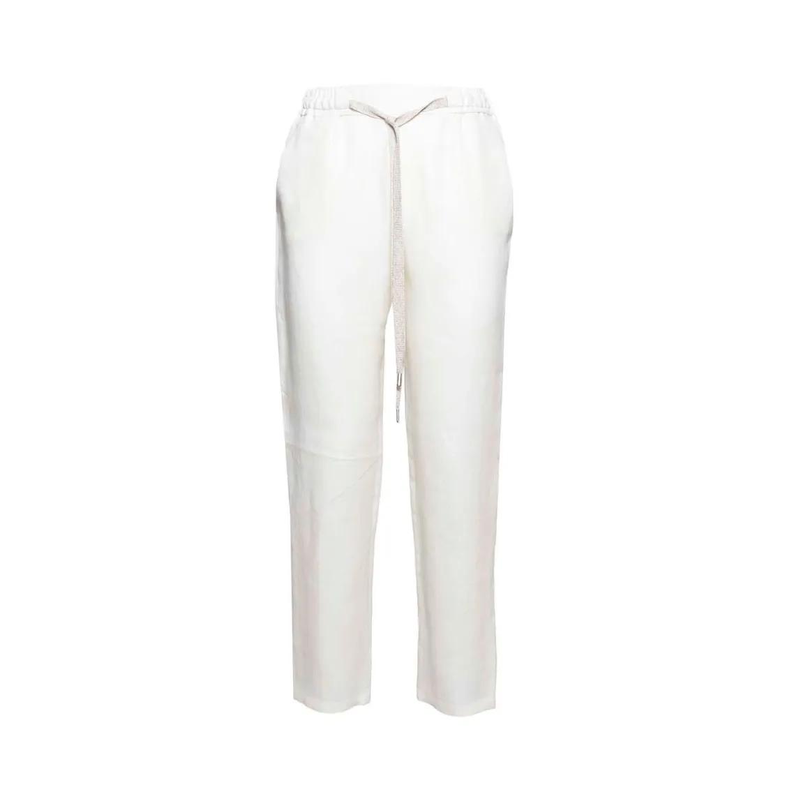 Thumbnail - Barba - Joke Straight Trousers In White Linen - Größe 40 - weiß