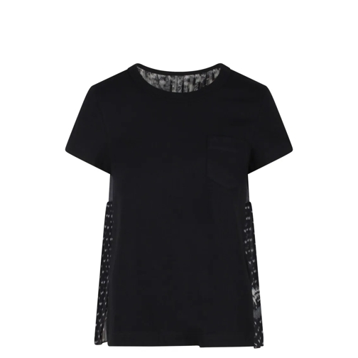 Sacai T-Shirts Plisse` T-Shirt Black