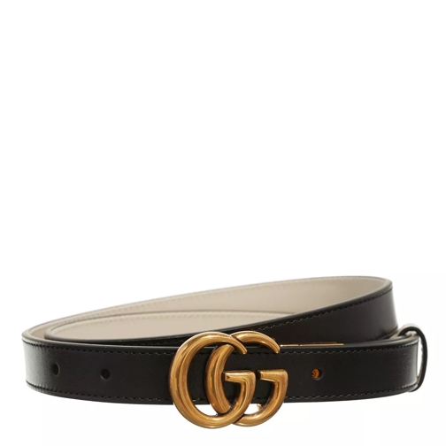 Gucci GG Marmont Reversible Thin Belt Black / Mystic White Dunne Riem